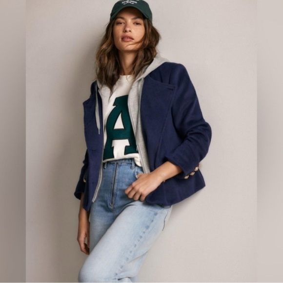 Anthropologie Jackets & Blazers - Anthropologie Maeve Twofer Hoodie Peacoat